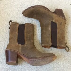 Frye Suede Pull On Heeled Booties